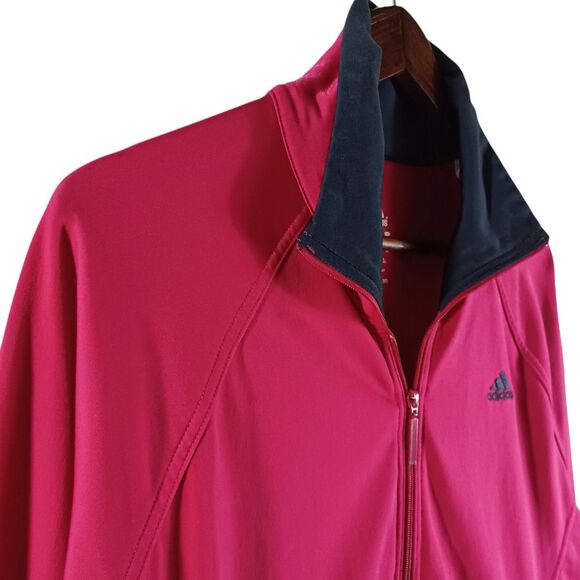 Adidas Women's Active Zip Track Jacket Size Large Pink Grey Pockets Embroidered - Picture 3 of 11